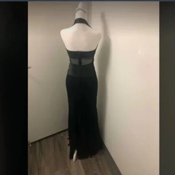 Navy Vintage Cache Halter Gown - Picture 2 of 13